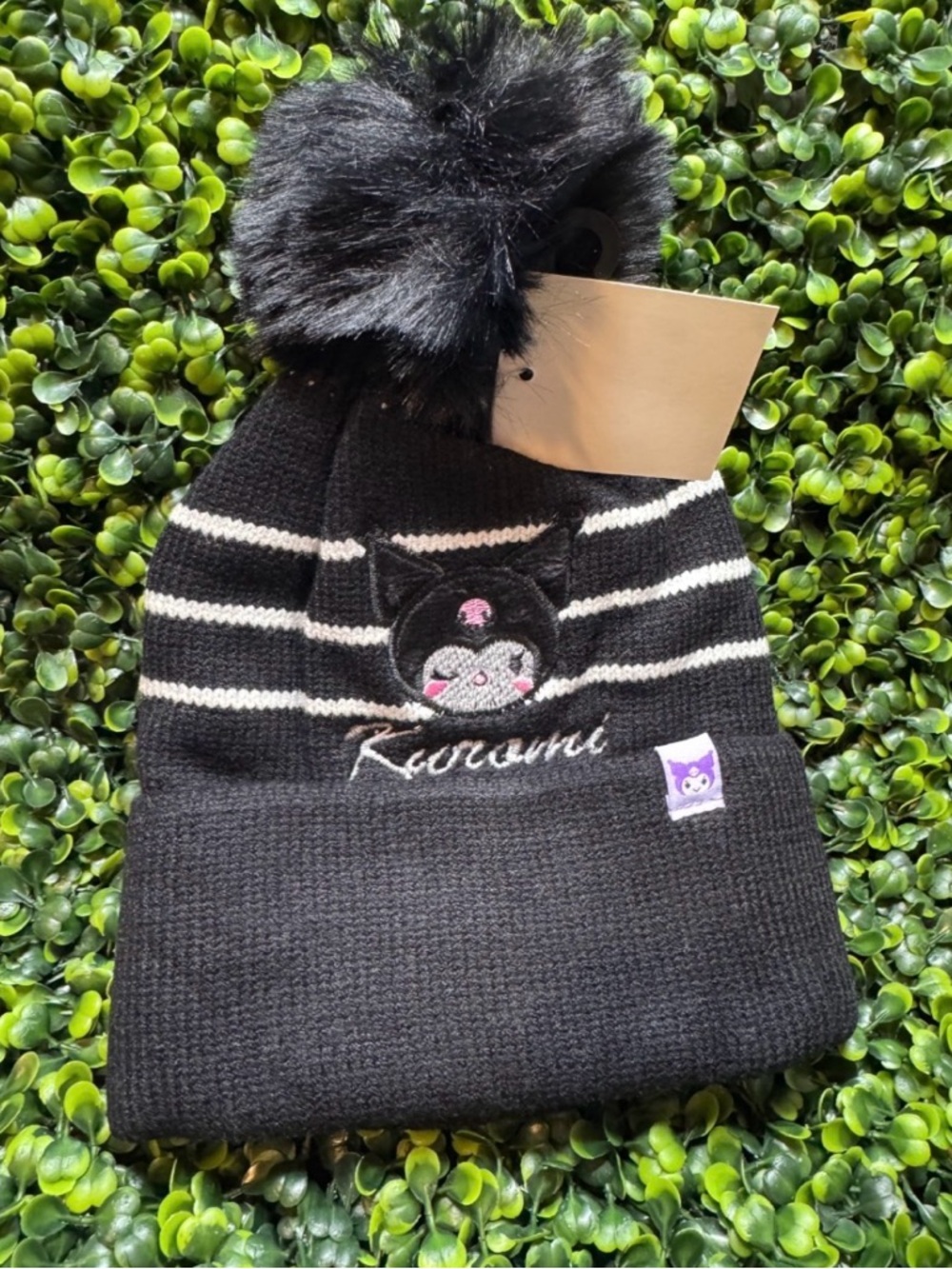 Kids Pom Beanie Hat - Black